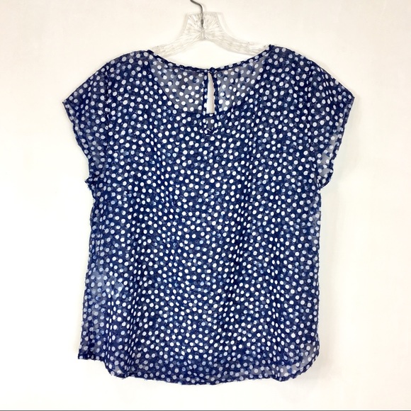 Banana Republic | chiffon navy polka dot top PL - Picture 5 of 6